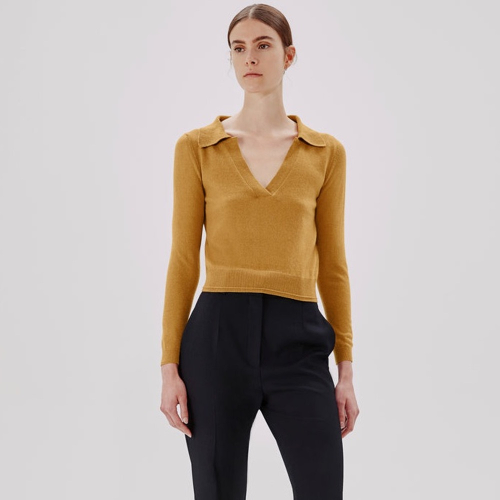 Another tomorrow V-neck cashmere long sleeve cashmere sweater